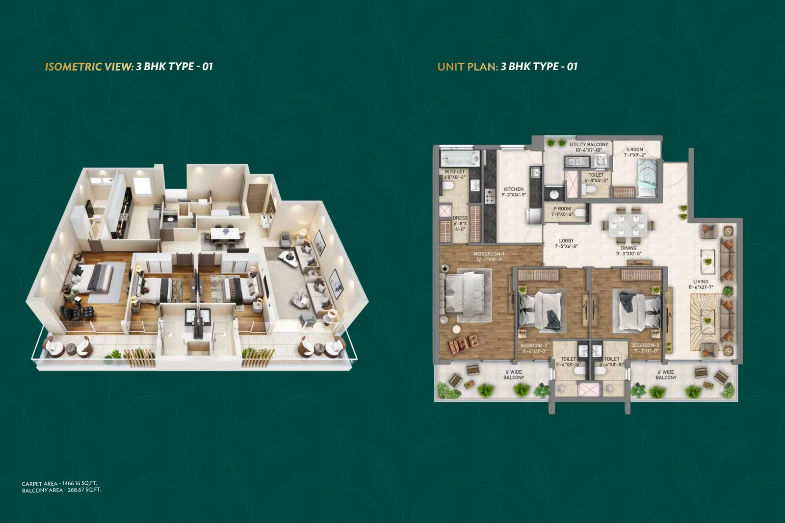 3 BHK Type 01 Floor Plan